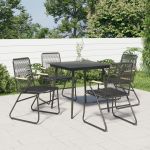 Set mobilier de grădină, 5 piese, negru, ratan PVC GartenMobel Dekor