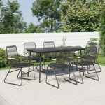 Set mobilier de grădină, 7 piese, negru, ratan PVC GartenMobel Dekor