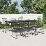 Set mobilier de grădină, 7 piese, negru, ratan PVC GartenMobel Dekor