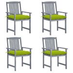 Scaune de grădină cu perne, 4 buc., gri, lemn masiv acacia GartenMobel Dekor