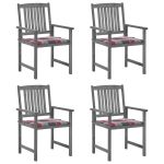 Scaune de grădină cu perne, 4 buc., gri, lemn masiv acacia GartenMobel Dekor