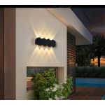 Aplica LED AX231 neagra 16W, 8 surse lumina sus-jos, 3000K pentru interior/exterior