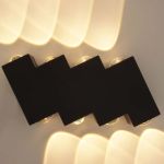 Aplica LED exterior AX232, 8 surse sus-jos, 8W, negru, lumina calda 3000K