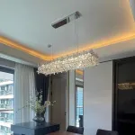 Candelabru din cristal auriu RZ-2 78x28 cm, 10xE14, inaltime reglabila