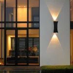 Aplica LED AX220 neagra pentru interior/exterior, 2x10W, lumina calda 3000K