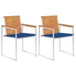 Scaune de grădină cu perne, 2 buc., lemn masiv acacia și oțel GartenMobel Dekor