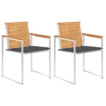 Scaune de grădină cu perne, 2 buc., lemn masiv de tec și oțel GartenMobel Dekor