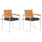 Scaune grădină cu perne, 2 buc., lemn masiv acacia și oțel GartenMobel Dekor