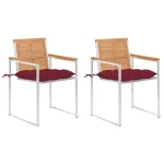 Scaune grădină cu perne, 2 buc., lemn masiv tec și oțel GartenMobel Dekor