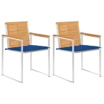 Scaune grădină cu perne, 2 buc., lemn masiv tec/oțel GartenMobel Dekor