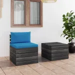 Set mobilier grădină din paleți, 2 piese, cu perne, lemn de pin GartenMobel Dekor