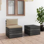 Set mobilier grădină din paleți cu perne, 2 piese, lemn de pin GartenMobel Dekor