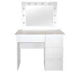 Masa de toaleta/machiaj, alba, cu oglinda si LED-uri, Nadia, 94x43x141 cm GartenVIP DiyLine