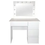 Masa de toaleta/machiaj, alba, cu oglinda si LED-uri, Nadia, 94x43x141 cm GartenVIP DiyLine