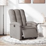 Fotoliu rabatabil electric, gri taupe, material textil GartenMobel Dekor