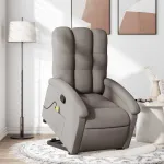 Fotoliu rabatabil de masaj cu ridicare, gri taupe, textil GartenMobel Dekor