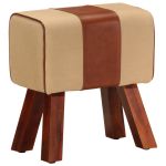 Bancă Bok gimnastică maro 38 cm piele naturală/lemn masiv mango GartenMobel Dekor