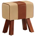 Bancă Bok gimnastică maro 38 cm piele naturală/lemn masiv mango GartenMobel Dekor