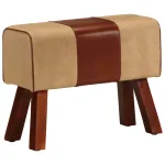 Bancă Bok gimnastică maro 58cm piele naturală/lemn masiv mango GartenMobel Dekor