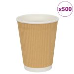 Cești de cafea din hârtie 500 buc 12 oz 300 ml maro GartenMobel Dekor
