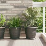 Ghiveci rotund pentru flori 6 pcs Negru Ø 26 x 21.5 cm Plastic GartenMobel Dekor