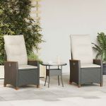 Scaun de grădină rabatabil Negru și Crem 64 x 57,5 x 112 cm GartenMobel Dekor