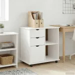 Cabinet mobil Alb 63,5 x 39 x 65,5 cm Lemn de pin masiv GartenMobel Dekor