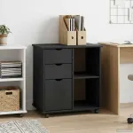 Cabinet mobil Gri 63,5 x 39 x 65,5 cm Lemn de pin masiv GartenMobel Dekor