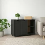 Cabinet mobil Negru 100 x 39 x 65,5 cm Lemn de pin masiv GartenMobel Dekor