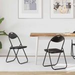 Scaun pliant 2 pcs Negru 48 x 43,5 x 81 cm Piele artificială GartenMobel Dekor