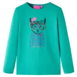 Tricou de copii cu mâneci lungi, verde aprins, 128 GartenMobel Dekor