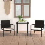 Set de mobilier de grădină, 3 piese, negru, poliratan GartenMobel Dekor