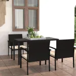 Set mobilier de grădină, 5 piese, negru, poliratan GartenMobel Dekor