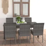 Set mobilier de grădină, 7 piese, gri, poliratan GartenMobel Dekor