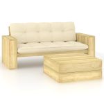 Set mobilier de grădină cu perne, 2 piese, lemn de pin tratat GartenMobel Dekor