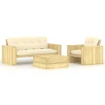 Set mobilier de grădină cu perne, 3 piese, lemn de pin tratat GartenMobel Dekor