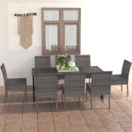 Set mobilier de masă pentru grădină, 9 piese, gri, poliratan GartenMobel Dekor