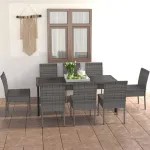 Set mobilier de masă pentru grădină, 9 piese, gri, poliratan GartenMobel Dekor