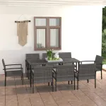 Set mobilier de masă pentru grădină, 9 piese, gri, poliratan GartenMobel Dekor