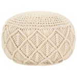Taburet puf macrame lucrat manual, 45 x 30 cm, bumbac GartenMobel Dekor