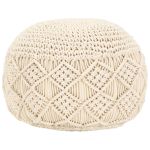 Taburet puf macrame lucrat manual, 45 x 30 cm, bumbac GartenMobel Dekor