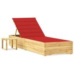 Șezlong de grădină cu masă și pernă, lemn de pin tratat GartenMobel Dekor