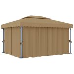 Pavilion cu perdea, gri taupe, 4x3 m, aluminiu GartenMobel Dekor