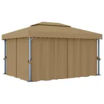 Pavilion cu perdea, gri taupe, 4x3 m, aluminiu GartenMobel Dekor
