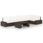 Set mobilier de grădină cu perne, 6 piese, maro, poliratan GartenMobel Dekor