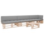 Set mobilier paleți cu perne, 4 piese, lemn de pin tratat GartenMobel Dekor