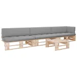 Set mobilier paleți cu perne, 4 piese, lemn de pin tratat GartenMobel Dekor