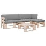 Set mobilier paleți cu perne, 4 piese, lemn de pin tratat GartenMobel Dekor