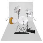 Set studio foto cu lămpi, umbrele, fundal și reflector GartenMobel Dekor