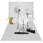 Set studio foto cu lămpi, umbrele, fundal și reflector GartenMobel Dekor